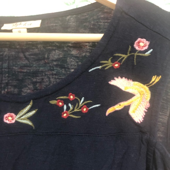 Embroidered Cold Shoulder Top - Picture 3 of 5